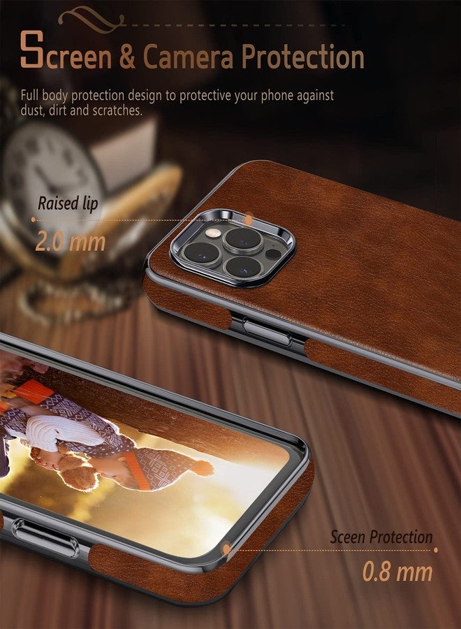LOHASIC جراب LOHASIC متوافق مع iPhone 13 Pro، مصنوع من الجلد الفاخر، بتصميم أنيق ونحيف، مناسب للأعمال، يوفر حماية كلاسيكية ضد الصدمات، مع قبضة ناعمة، مناسب للرجال والنساء، متوافق مع iPhone 13 Pro 6.1 بوصة (إصدار 2021) - بني داكن - Image 4